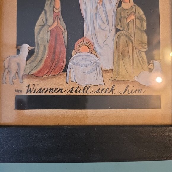 PJ Rankin Hults Wise Men Still Seek Him Framed Triptych Scherenschnitte Signed - Picture 4 of 12